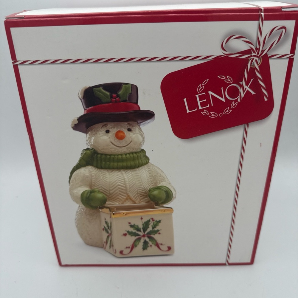 Lenox Christmas Snowman Holiday Candy Dish 7” Open Box